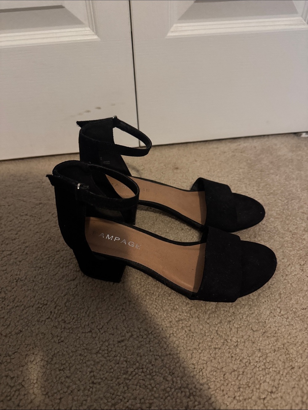 Rampage Black Suede Ankle-Strap Block Heels